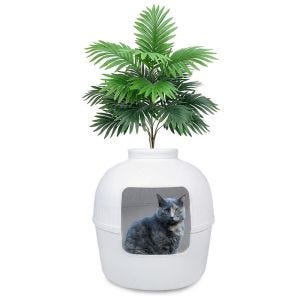 Bac à litière compatible avec chat avec plante artificielle Divit KK16 plantes toilette compatible avec chat