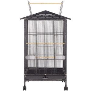 Cage à oiseaux à roulettes volière Divit avec bac à poussière 45x45x97 cm PL9 noir DPLI1 NEW
