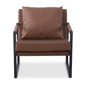 Fauteuil simili cuir marron LW2 chaise longue 70x60x28,5 cm fauteuil de salon