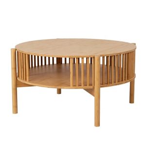 Couchtisch rund Bambus Divit SR92 Beistelltisch Wohnzimmer mit Ablage