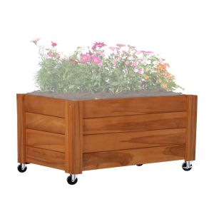 Pot à fleurs sur roulettes Divit FC58 bac à plantes massif bois 78 x 52 x 40,5 cm