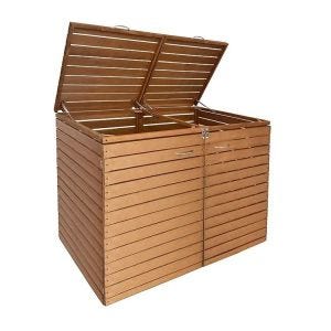 Poubelle en bois 2 pièces Divit MB3 poubelle garage pour 240 litres DPL2