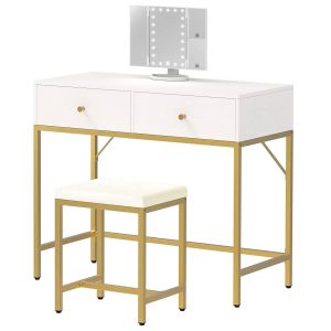 Schminktisch mit Spiegel und Hocker Divit KH6 Schreibtisch mit Schubladen weiß