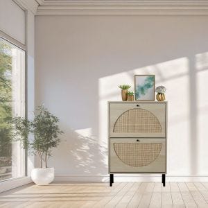 Armoire à chaussures 2 tiroirs SB10 Schuh Organizer Rattan DPL1