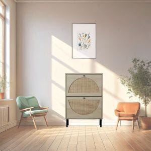 Armoire à chaussures 2 tiroirs SB10 Schuh Organizer Rattan DPL2