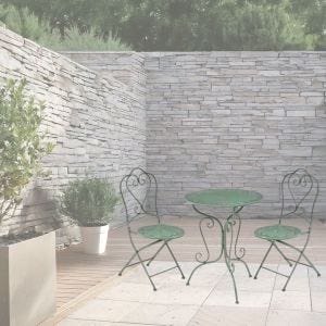 Sitzgruppe Outdoor 3- teilig SG12 Gartengarnitur Bistro Set metall grün DPL1