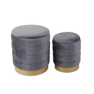 Sitzhocker 2er Set SH18 Hocker rund mit Aufbewahrung grau