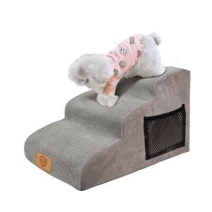 Escalier pour chien HT25 jusqu'à 20kg Echelle pour animaux domestiques Escalier pour chiens Tissu gris