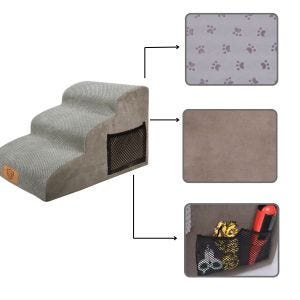 Escalier pour chien HT25 jusqu'à 20kg Echelle pour animaux domestiques Escalier pour chiens Tissu gris DPL1