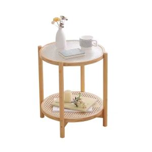 Table d'appoint en rotin BT28 Table de nuit Table basse ronde
