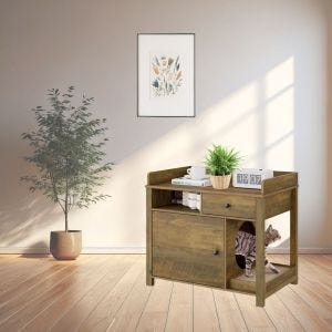 Katzenschrank KS3 Katzenklo Schrank 80cm Katzenmöbel Holz DPL1