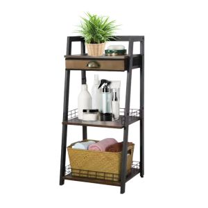 Étagère de salle de bain 3 niveaux BR3 Étagère sur pied 80cm Rangement bois métal
