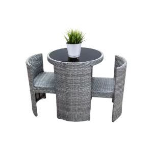 Ensemble de sièges 3 pièces BM7 Meubles de balcon Meubles de terrasse en rotin gris