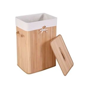 Panier à linge en bambou WK8 avec couvercle 5L Collecteur de linge