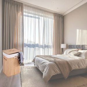 Panier à linge en bambou WK8 avec couvercle 5L Collecteur de linge DPL1