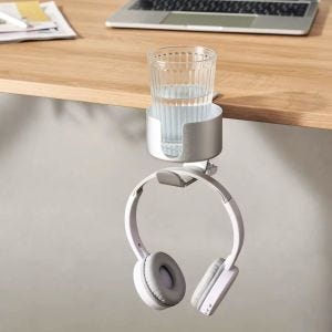 Support de casque 2 en 1 HS23 avec porte-gobelet Support de casque argenté