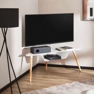 Table de salon avec support TV 32-65'' pivotante WT29 table d'angle blanche DPL1
