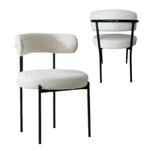 Chaise de salle à manger rembourrée ronde ES30 Chaise rembourrée blanche noire