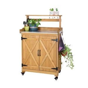 Gartenschrank auf Rollen GS16 mit Arbeitsfläche 119cm Holz