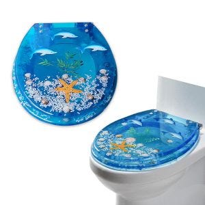 Toilettensitz Divit RI81 Toilettendeckel Kunstharz blau Ozeandesign Delfin Motiv