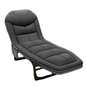 Klappbarer Liegestuhl Divit GI20 Gartenliege Sonnenliege gepolstert 200 x 64 x 30 cm schwarz