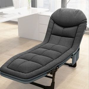 Chaise longue pliante Divit GI20 chaise longue de jardin chaise longue rembourrée 200 x 64 x 30 cm noir DPL2