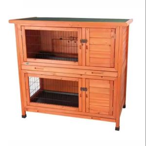 Clapier à lapins avec rampe Clapier pour petits animaux Divit GI53 2 niveaux extérieur en bois de sapin