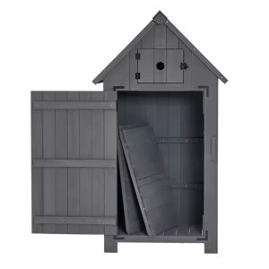 Armoire de jardin abri à outils Divit IG10 résistant aux intempéries bois 65 x 46 x 137 cm gris DPL1