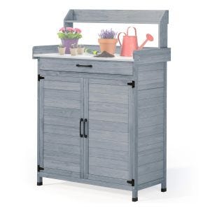 Gartenschrank mit Arbeitsfläche Divit PG03 Outdoor Schrank wetterfest Holz grau