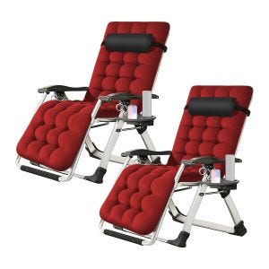 2er-Set Chaise longue jarding Divit SR11 Transat jardin pliable fauteuil de jardin vin rouge-NW