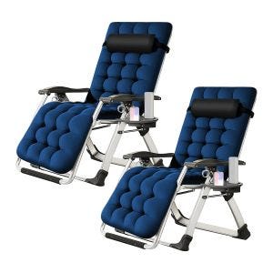 2er-Set Chaise longue jarding Divit SR11 Transat jardin pliable fauteuil de jardin bleu-NW