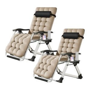 2er-Set Chaise longue jarding Divit SR11 Transat jardin pliable fauteuil de jardin beige-NW