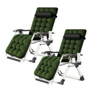 2er-Set Chaise longue jarding Divit SR11 Transat jardin pliable fauteuil de jardin olive-NW