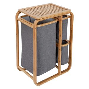 Panier à linge 3 compartiments Divit BW4 Coffre à linge Panier linge en bambou