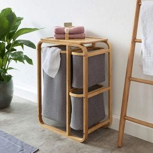 Panier à linge 3 compartiments Divit BW4 Coffre à linge Panier linge en bambou DPL2
