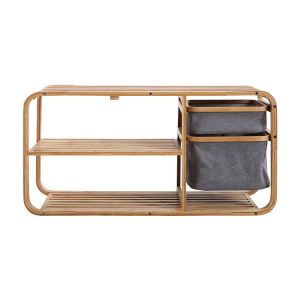 Étagère à chaussures avec banc Divit SR3 Étagère chaussures avec banc bambou