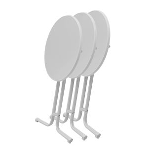 Set 3x Stehtisch klappbar Ø 80cm Divit ST27 Klapptisch Garten Hochtisch Weiss