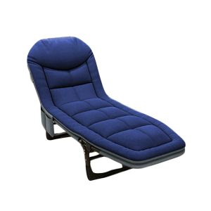 Klappbarer Liegestuhl Divit GI20 Gartenliege Sonnenliege gepolstert 200 x 64 x 30 cm blau