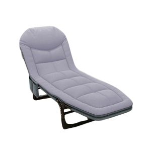 Klappbarer Liegestuhl Divit GI20 Gartenliege Sonnenliege gepolstert 200 x 64 x 30 cm blaugrau