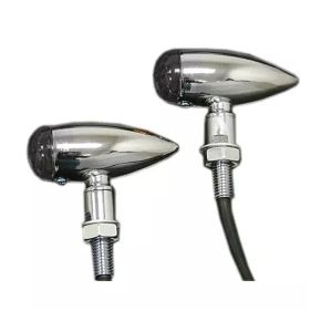 Halogen Blinker Motorrad Lumitecs RV26 mit E-Prüfzeichen passend für Chopper vorne-hinten getönt chrom