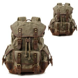 2x Motorrad Rucksack Canvas Craftride RG8 Vintage Motorradtasche 20Ltr Retro grün Spar-Set