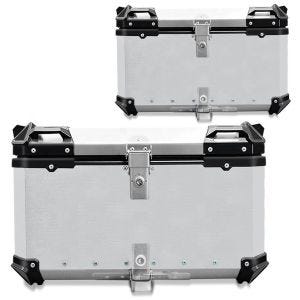 2x Motorrad Alu Top Case Bagtecs XB65 Aluminium Universal 65 Liter silber Spar-Set