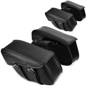2x Sacoches cavalières laterales pour Moto Custom et Retro Craftride VH5 noir Discount Set