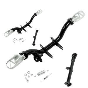 2x Support de repose-pieds + repose-pieds pliables et béquille latérale compatible avec Simson S51 S70 Craftride Discount Set