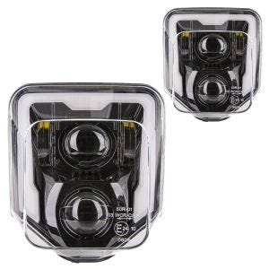 2x LED Scheinwerfer passend für Husqvarna Hauptscheinwerfer mit ECE XDure GP1 Spar-Set