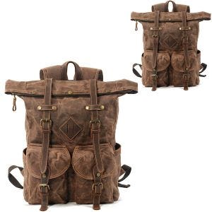 2x Motorrad Rucksack Canvas Craftride RG7 Vintage Motorradtasche 25Ltr Retro braun Spar-Set