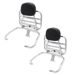 2x Gepäckträger mit  Rückenlehne klappbar passend für Vespa GTS 300 / 250 / 125 08-20 Craftride chrom Spar-Set