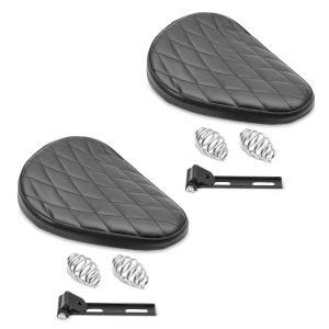 2x Motorrad Bobber Schwingsattel Craftride Diamond Contoured 2 mit Federn passend für Custombikes in schwarz Spar-Set