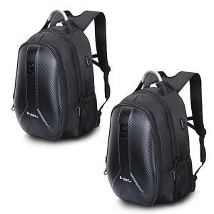 2x Hartschalen Rucksack Motorrad Bagtecs Carbon II mit USB-Anschluss 37Ltr sw Spar-Set