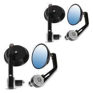 2x Rétroviseur Paire (4 pièces) Embout de guidon miroir moto Universel Craftride Round noir-argent Discount Set